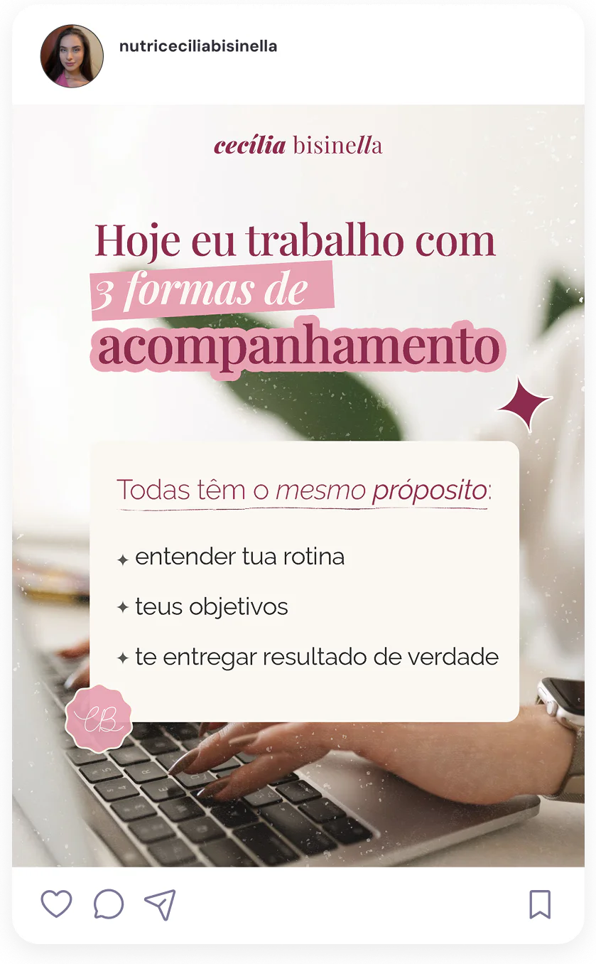 Post sobre três formas de acompanhamento nutricional.
